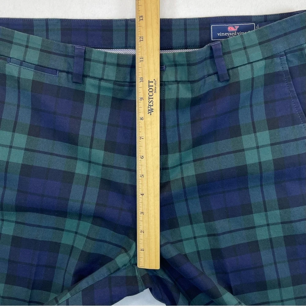 Vineyard Vines Breaker Pants Men's 35x32 (36x32) Green Plaid Pockets Golf - Picture 8 of 12